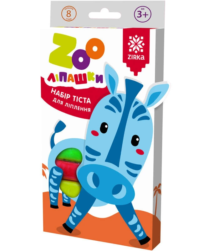 Тісто для ліплення ZOOлипашки "Зебра" ZIRKA 140212 (8 різнокольорових стиків по 35 г) — ЗІРКА