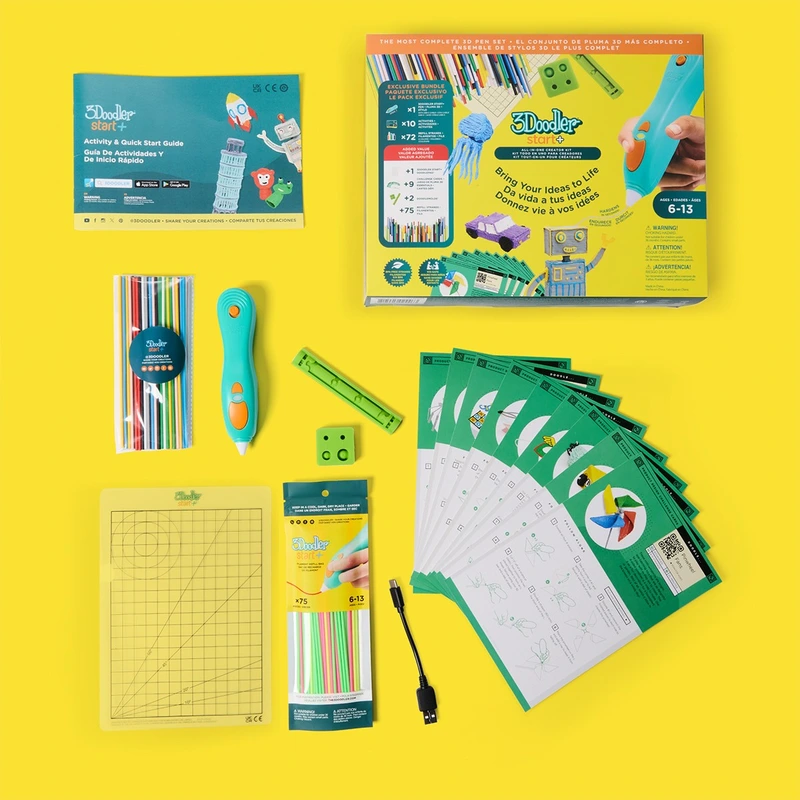 3D-ручка 3Doodler Start Plus для дитячої творчості - МЕГАКРЕАТИВ (147 стрижнів, 9 шаблонів)