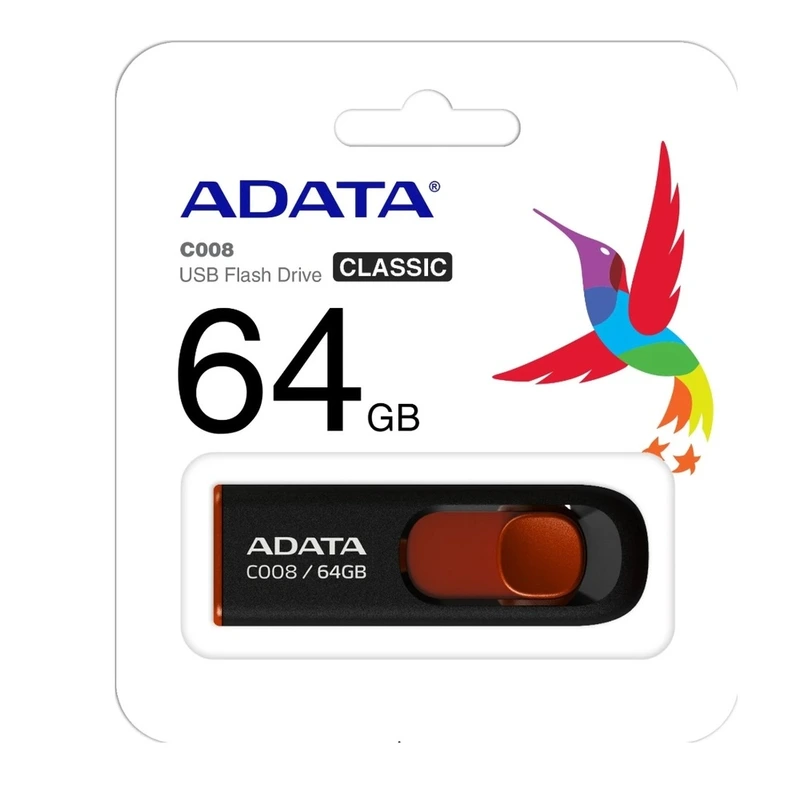Флеш-накопичувач ADATA USB 2.0 C008 64Gb Black/Red