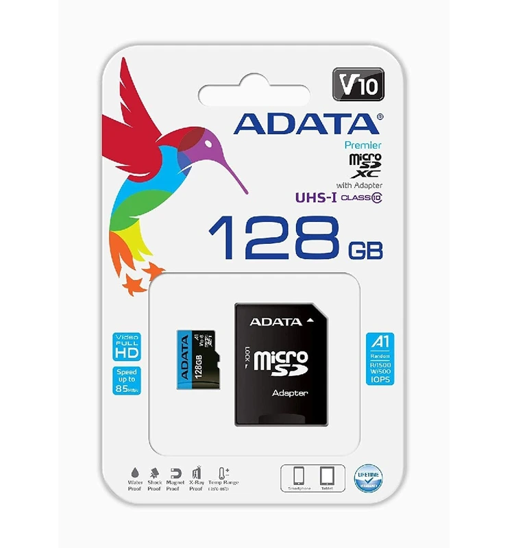 Карта пам'яті microSDXC (UHS-1) A-DATA Premier 128Gb Class 10 А1 (R-100Mb/s)  (adapter SD)
