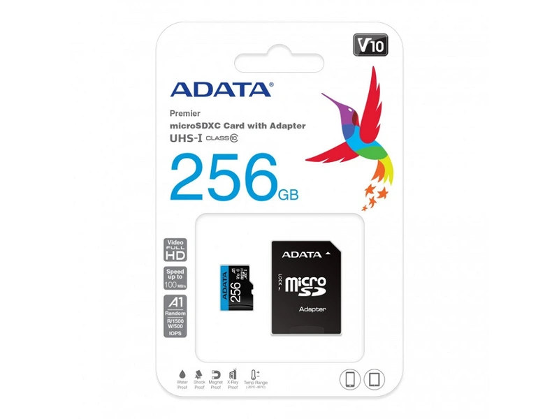 Карта пам'яті microSDXC (UHS-1) A-DATA Premier 256Gb Class 10 А1 (R-100Mb/s)  (adapter SD)