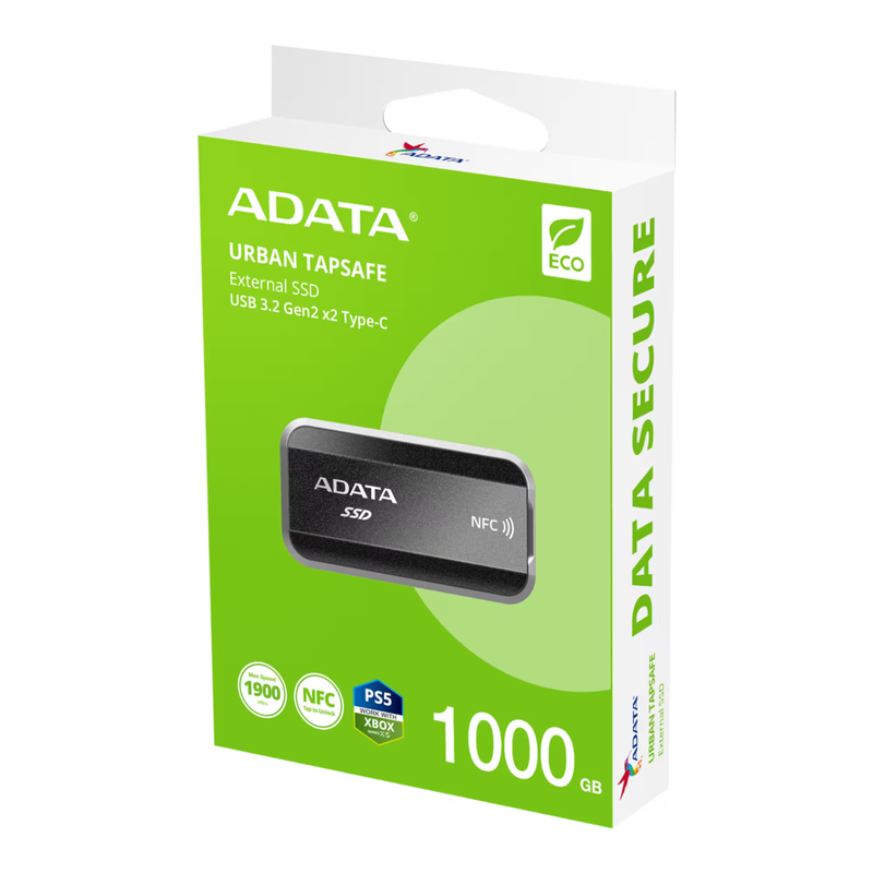 Портативний SSD ADATA URBAN TAPSAFE 1TB USB 3.2 Gen2 x2 Read/Write 1900MB/s/1800MB/s with NFC Black