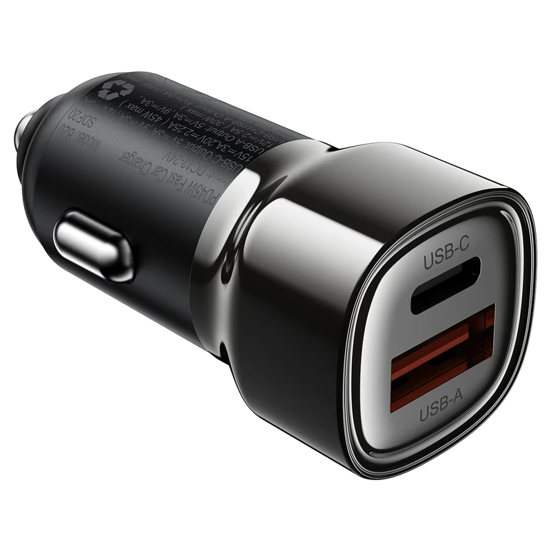 Автомобільний зарядний пристрій ACEFAST B20 PD45W (USB-C+USB-A) car charger metal gray — фото 3