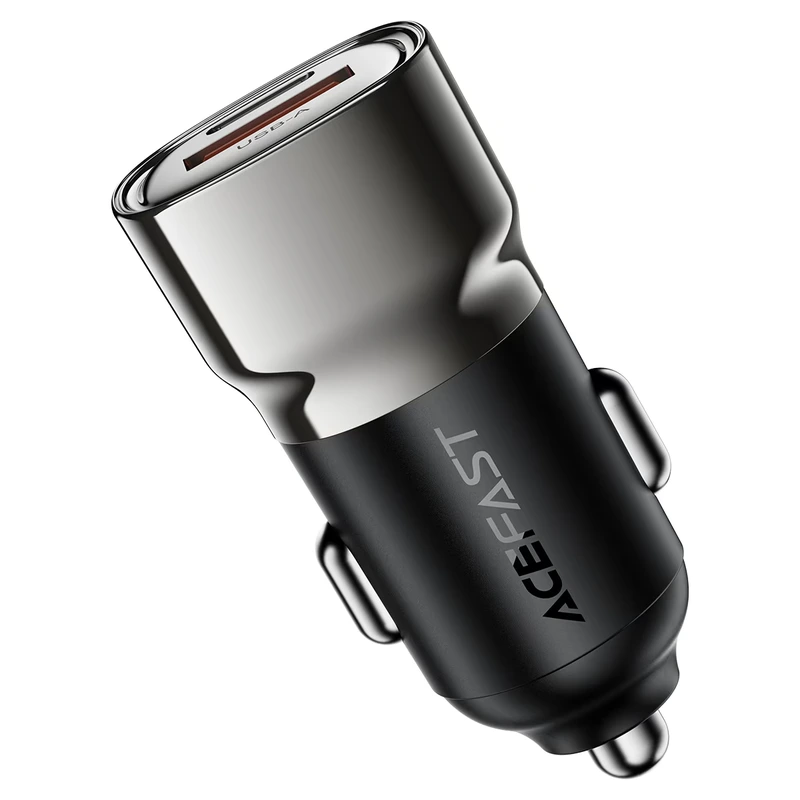 Автомобільний зарядний пристрій ACEFAST B20 PD45W (USB-C+USB-A) car charger metal gray — фото 4