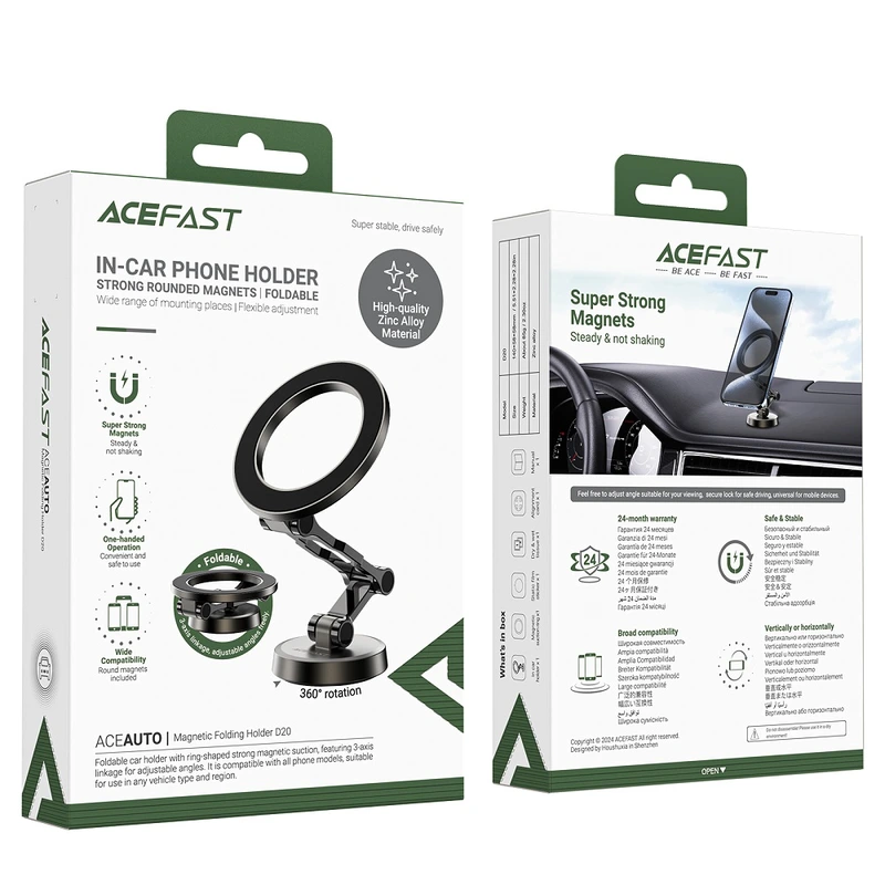 Автотримач для телефона ACEFAST D20 magnetic folding holder Metal Gray