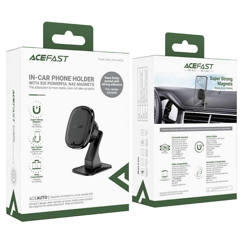 Автотримач для телефона ACEFAST D35 center console magnetic car holder Black