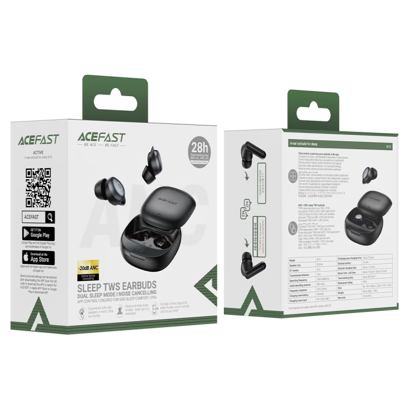 Беруші ACEFAST W10 in-ear earbuds for sleep Black