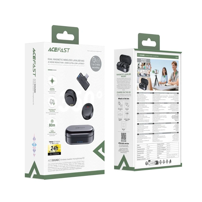 Бездротова мікрофонна система ACEFAST R3 dual-mic (Type-C) Black