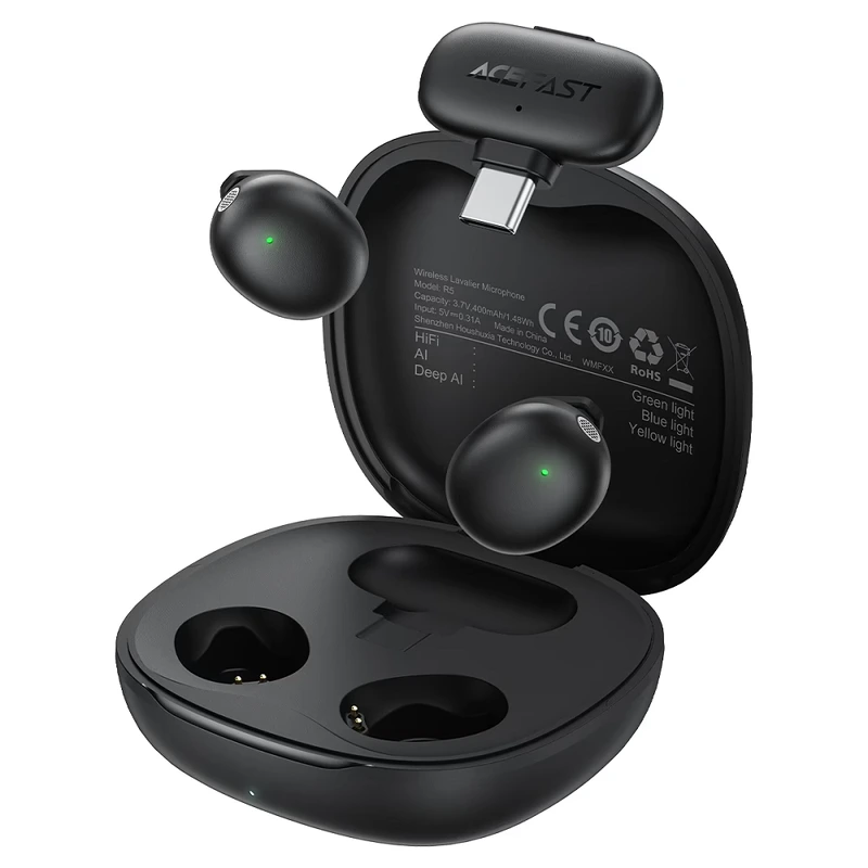 Бездротова мікрофонна система ACEFAST R5 wireless lavalier microphone Black — фото 3