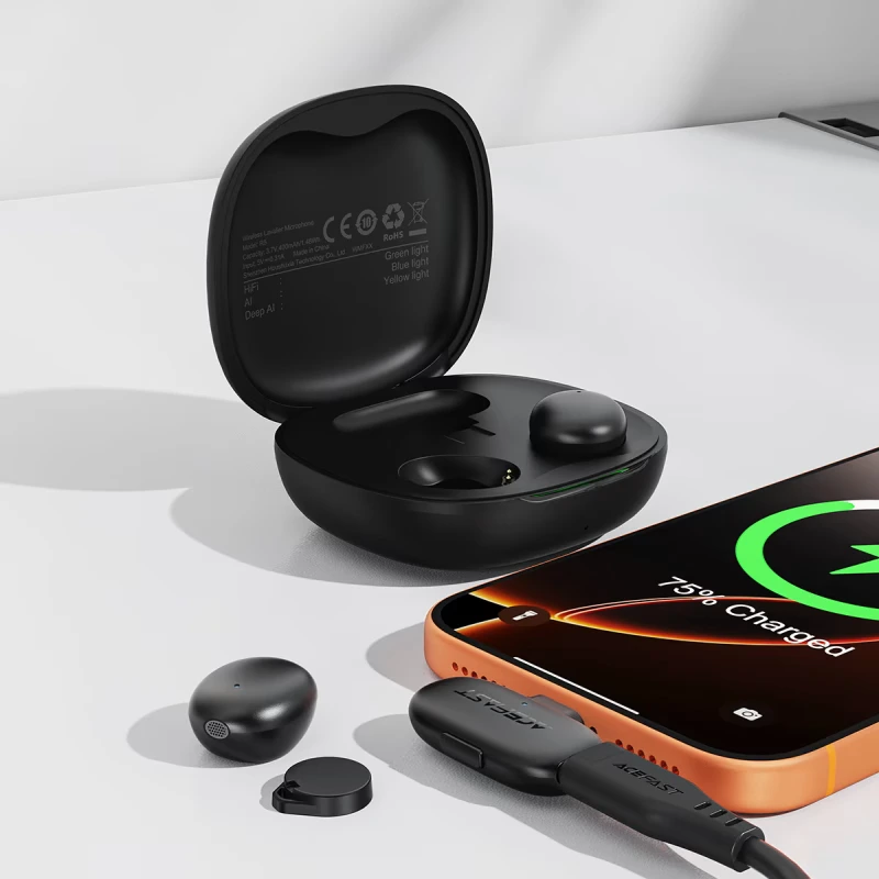 Бездротова мікрофонна система ACEFAST R5 wireless lavalier microphone Black — фото 7