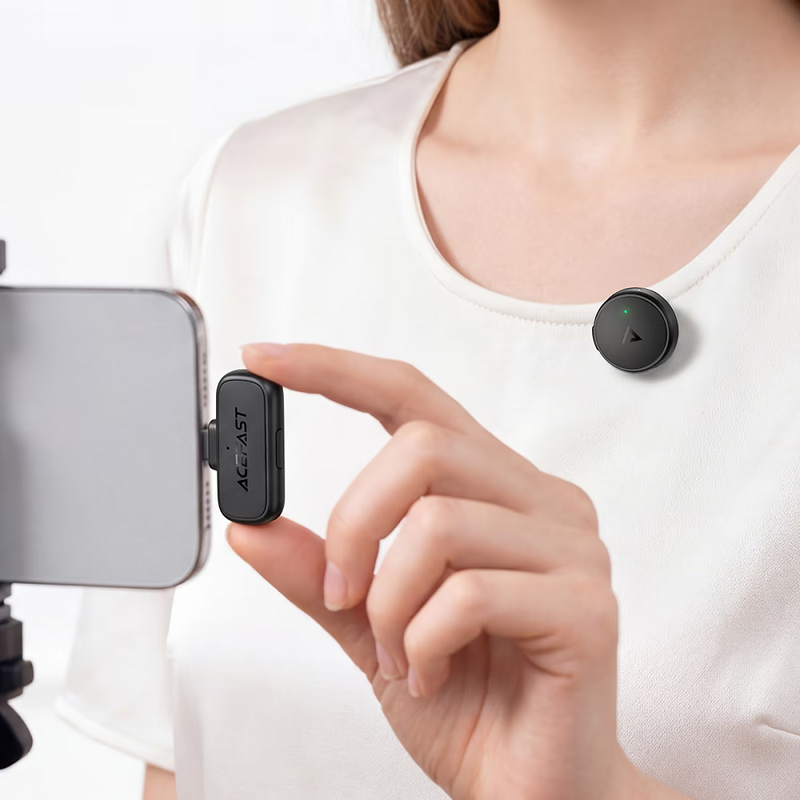 Бездротова мікрофонна система ACEFAST R7 wireless lavalier microphone Black — фото 7