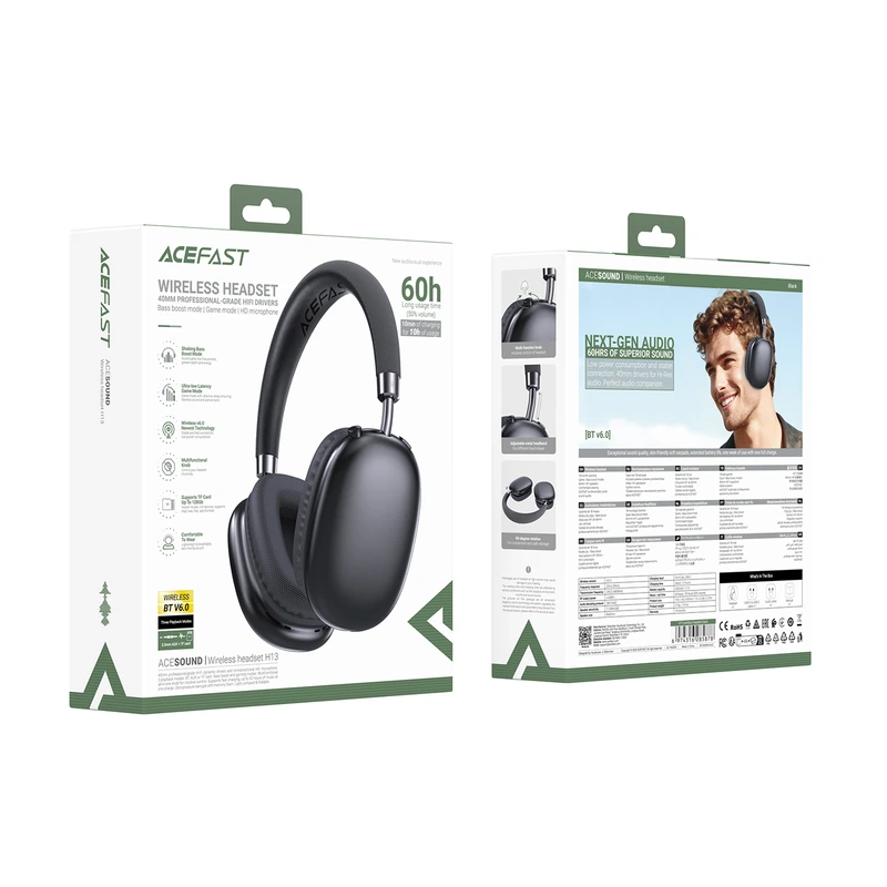 Бездротові накладні навушники ACEFAST H13 Wireless Headset Black