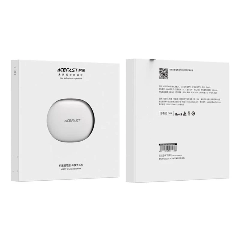 Бездротові навушники TWS ACEFAST FA002 ACEFIT Air wireless earbuds, ENC, IP54, White