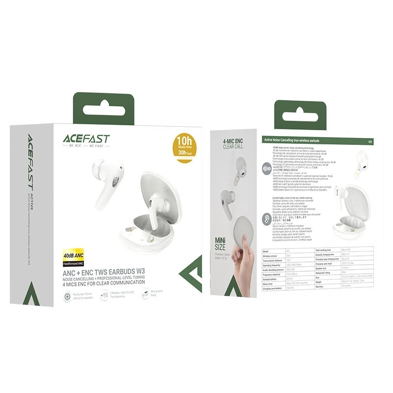 Бездротові навушники TWS ACEFAST W3, ANC+ENC, IPX4, Khaki