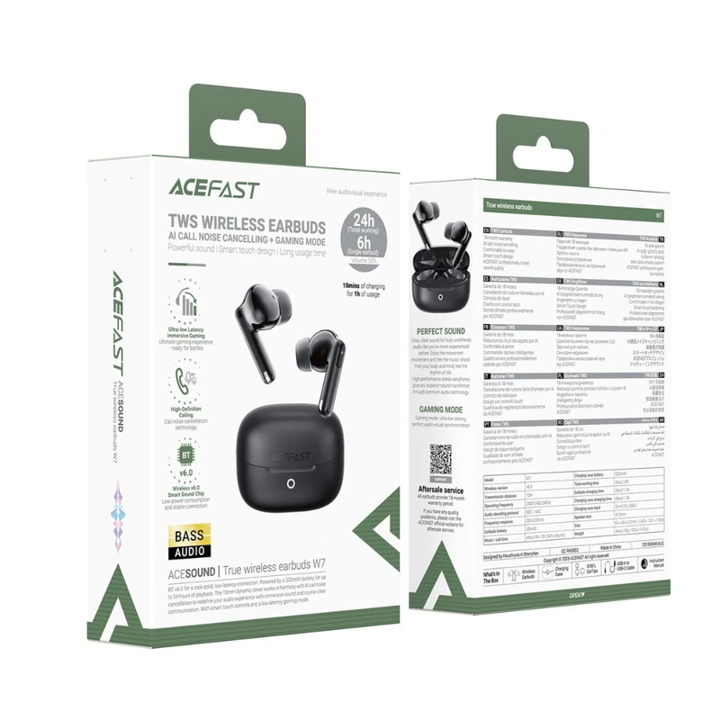 Бездротові навушники TWS ACEFAST W7,ENC, IPX4, Black