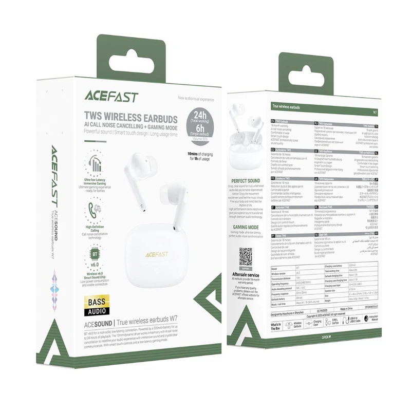 Бездротові навушники TWS ACEFAST W7,ENC, IPX4, White