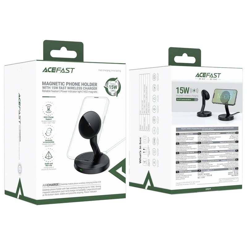 Бездротовий мультизарядний пристрій ACEFAST E26 desktop mobile phone wireless charging holder Black