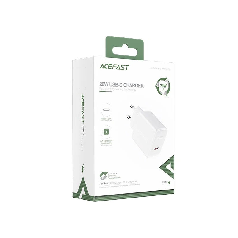 Мережевий зарядний пристрій ACEFAST A1 PD20W single USB-C charger White