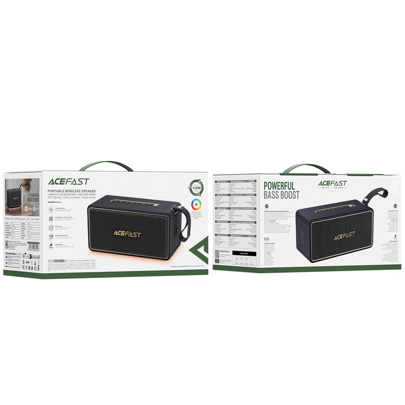 Портативна колонка ACEFAST K3 Ultra portable wireless speaker, 60W, IPX6, Black