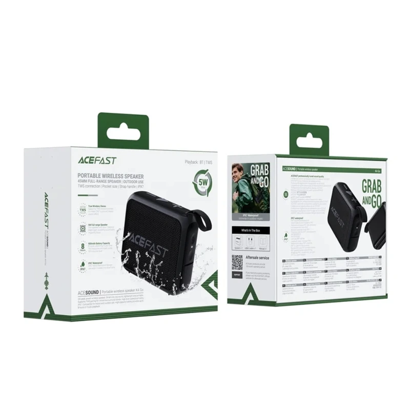 Портативна колонка ACEFAST K4 Go portable wireless speaker, 5W, IPX7, Black