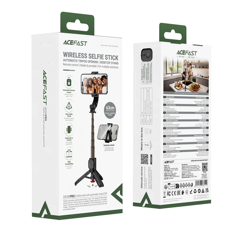 Селфі-монопод ACEFAST E43 Supports automatic selfie stand opening, (0,63cm) Black