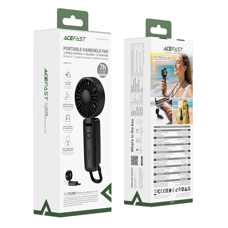 Вентилятор ACEFAST YF2 folding handheld fan Black