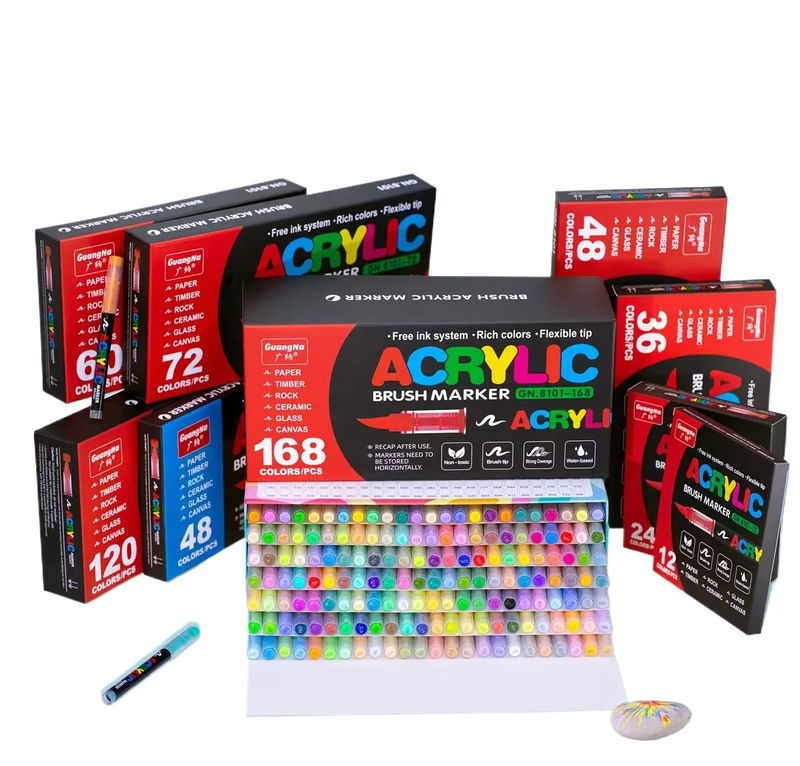 Акрилові маркери GuangNa Brush GN-8101 з м’яким пензликом 120 шт.