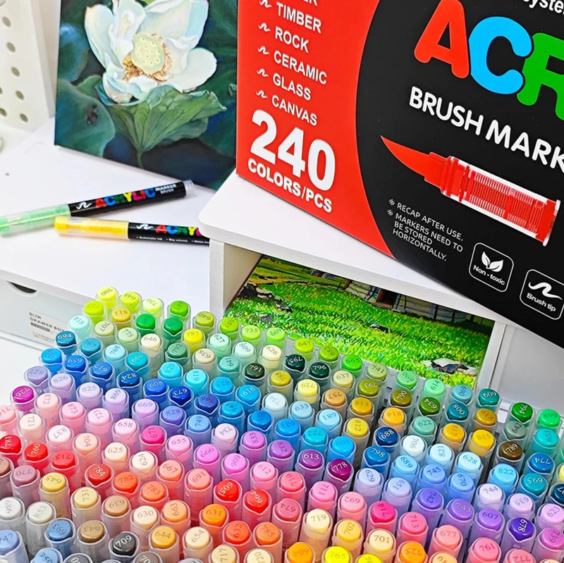 Акрилові маркери GuangNa Brush GN-8101 з м’яким пензликом 288 шт.