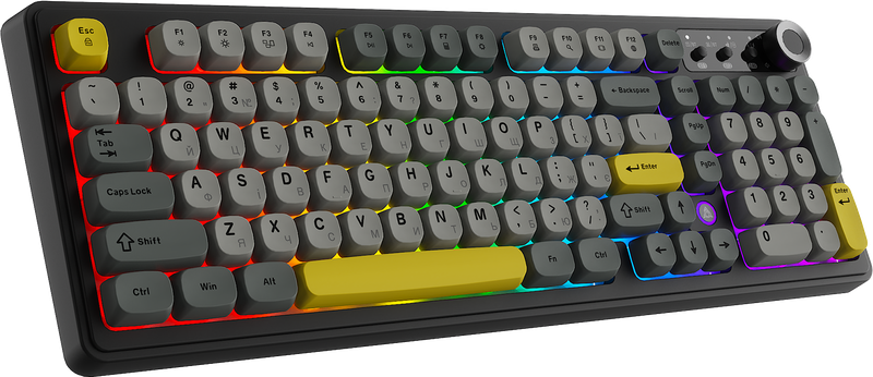 Бездротова клавіатура Ajazz AF98 PLUS Black Gray Yellow (AF98-PLUS-BGY)