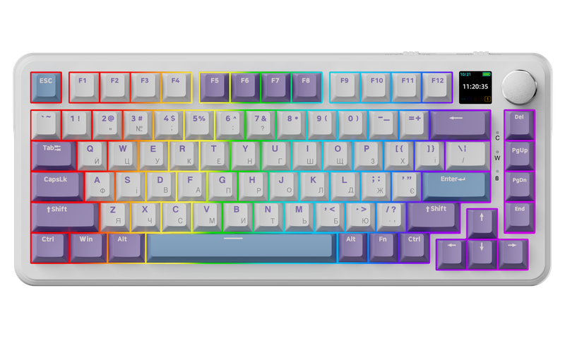 Бездротова механічна клавіатура Ajazz AK820 MAX Magnetic switches - Purple (AK820MAX-M-PWB)