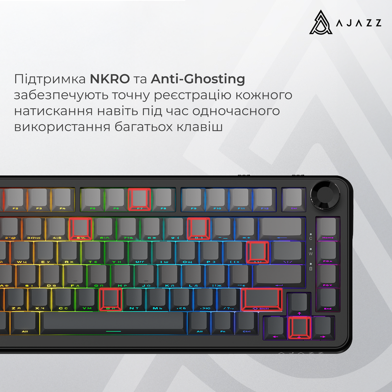 Бездротова механічна клавіатура Ajazz AK820 MAX PLUS White Birch Switch Black Gradient (AK820-MAX-WB — фото 15