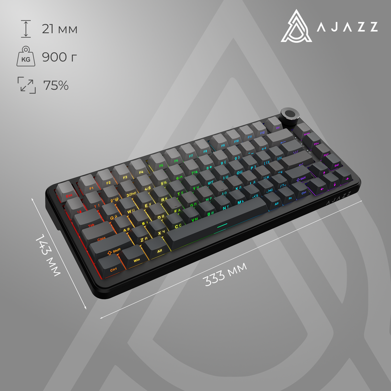 Бездротова механічна клавіатура Ajazz AK820 MAX PLUS White Birch Switch Black Gradient (AK820-MAX-WB — фото 18