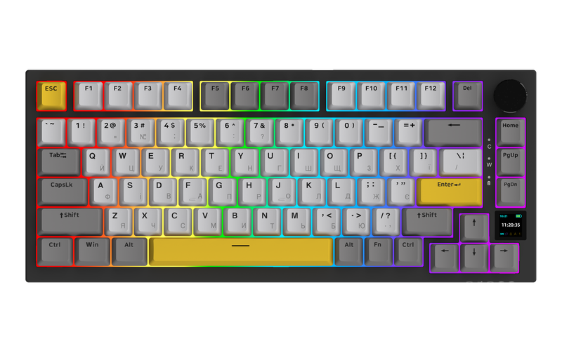 Бездротова механічна клавіатура Ajazz AK820 PRO 75% Flying Fish Switch Black RGB (AK820PRO-FF-BGY)