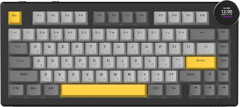 Бездротова механічна клавіатура Ajazz AK820 V2 White Peach Switch (AK820-V2-WP-BGY)