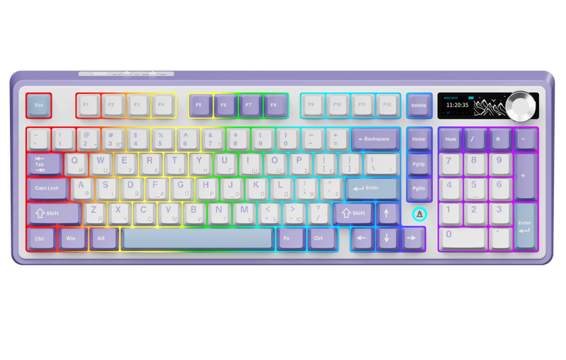 Бездротова механічна клавіатура Ajazz AK980 Clear Sky Switch - Purple (AK980-CS-PWB)