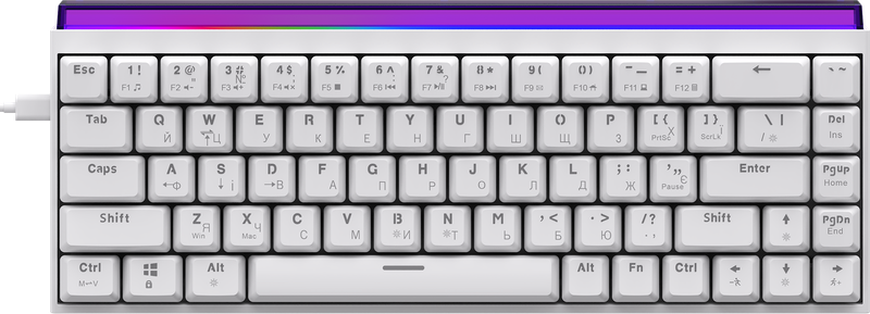 Дротова механічна клавіатура Ajazz NK68 Red switches White (NK68-R-W)
