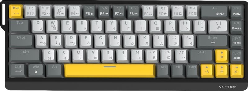 Дротова механічна клавіатура Ajazz NK68 V2 Red Switch (NK68-V2-R-BGY)