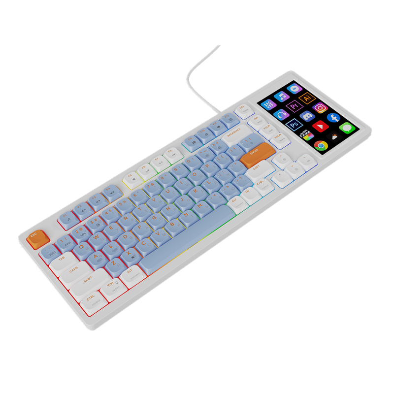 Ігрова механічна клавіатура Ajazz AKP815 Red Switch -  White Blue Orange-RGB-Wired