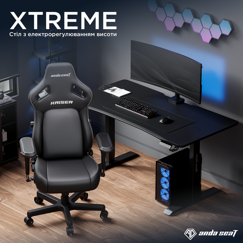 Стіл з електрорегулюванням висоти Anda Seat Xtreme 1600x800 Black