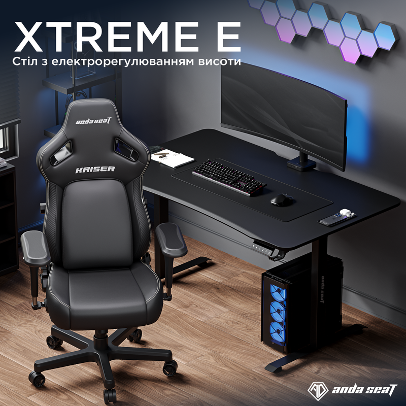 Стіл з електрорегулюванням висоти Anda Seat Xtreme E 1400x750 Black