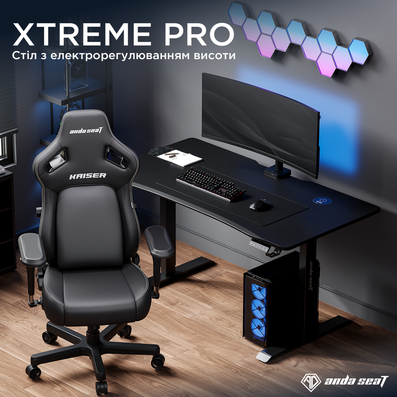 Стіл з електрорегулюванням висоти Anda Seat Xtreme Pro 1600x800 Black