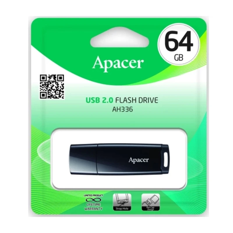 Флеш-накопичувач Apacer USB 2.0 AH336 64Gb Black
