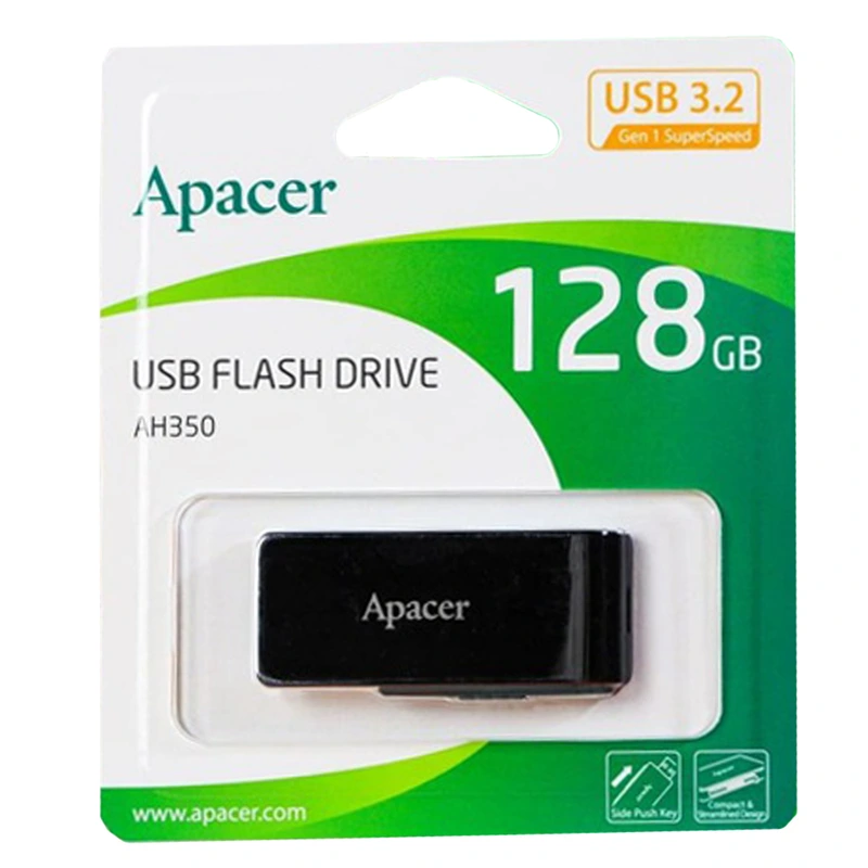 Флеш-накопичувач Apacer USB 3.2 Gen 1 AH350 128Gb Black