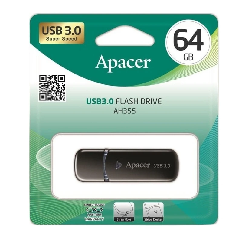 Флеш-накопичувач Apacer USB 3.2 Gen 1 AH355 64Gb Black