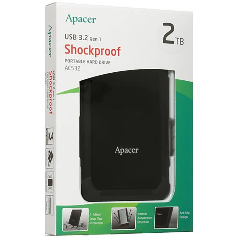Зовнішній жорсткий диск PHD External 2.5'' Apacer USB 3.1 AC532 2TB Black
