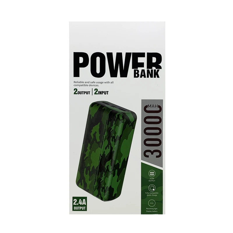 Портативний зарядний пристрій (Повербанк) Aspor 30000 mAh (2USB/2.4A)- зелений камуфляж
