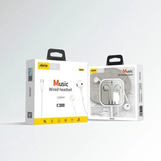 Навушники з мікрофоном Aspor A237 EarPhone Type-C- білий