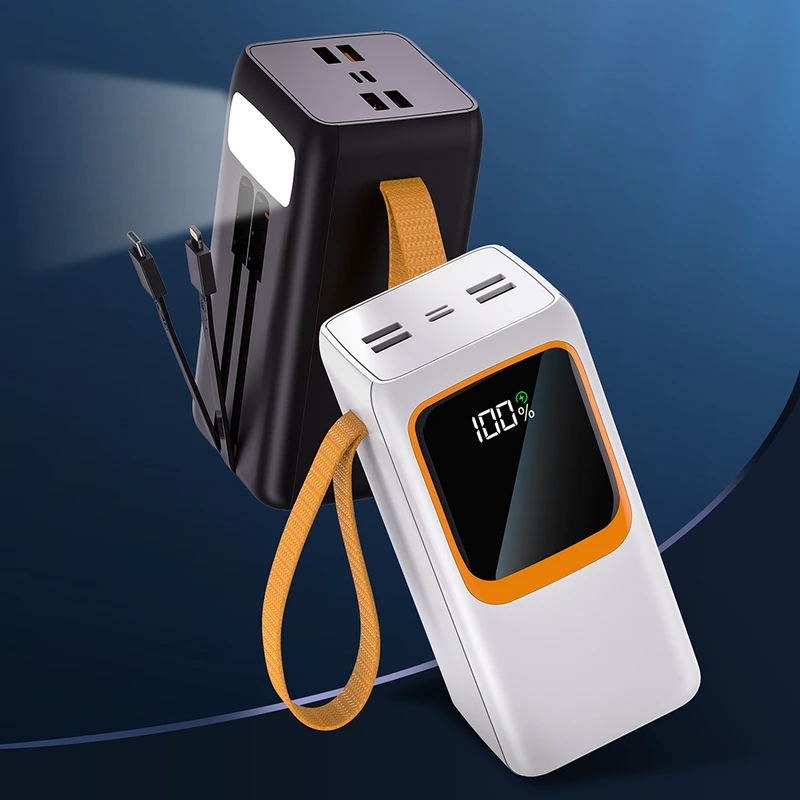 Портативний зарядний пристрій (Повербанк) Aspor A350 50000 mAh (4USB/Type-C/Lightning/22.5W) - чорний