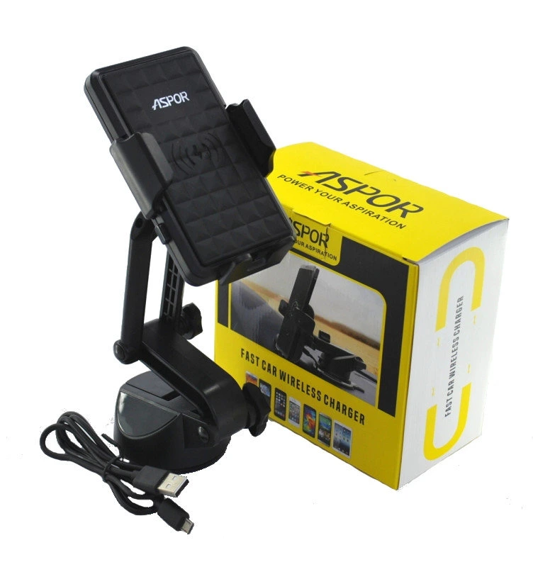 Автомобільний тримач Fast Wireless Charge Aspor 5V/2A- чорний