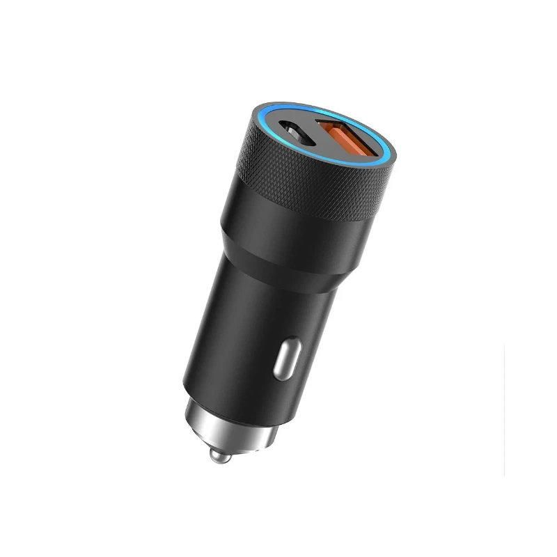 Автомобільний зарядний пристрій Aspor A909 PD Metal (USB/USB-C/3.4A/38W) LED- чорний